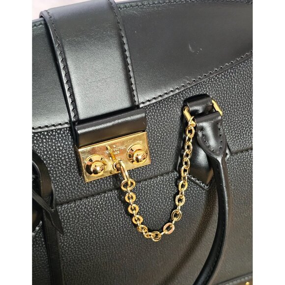 LOUIS VUITTON Cour Marly Black Leather Shoulder Tote Satchel w Tags Dust Bag LV - Picture 11 of 16